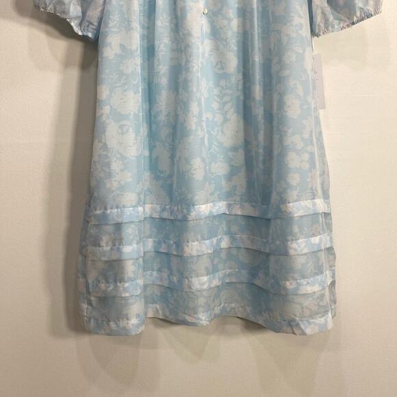 J. Marie Sky Print Swing Mini Dress Puffed Sleeves Sky Print Women's Small - Picture 13 of 14